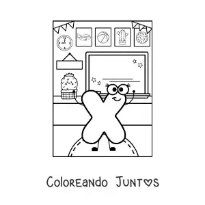 La letra X animada en la escuela