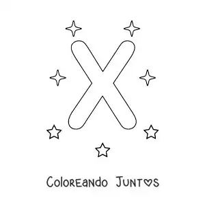 Imagen para colorear de letra x mayúscula con estrellas