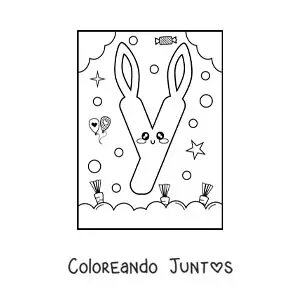Letra Y con forma de conejo kawaii animado
