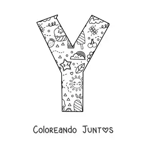 Imagen para colorear de la letra y con dibujos animados