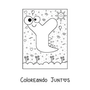 Imagen para colorear de la letra y animada con forma de monstruo con dibujos animados