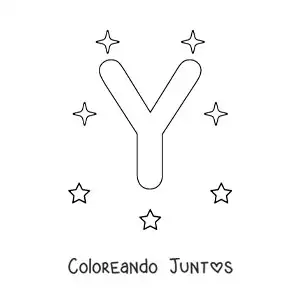 Imagen para colorear de letra y mayúscula con estrellas
