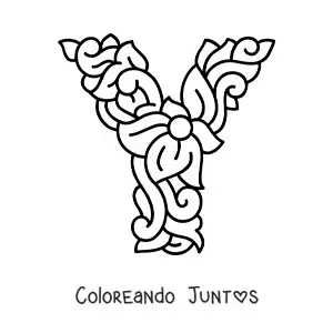 Imagen para colorear de letra y mayúscula decorada