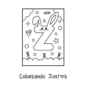 Letra Z con forma de conejo kawaii animado