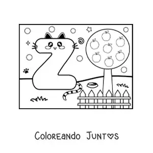 La letra Z animada con forma de gato en el parque
