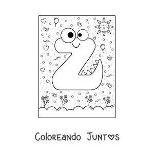 La letra Z animada con forma de monstruo con dibujos animados