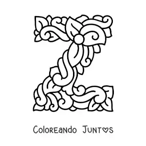 Imagen para colorear de letra z mayúscula decorada