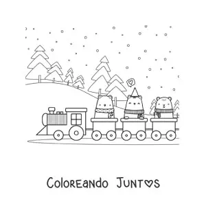 Osos animados en un tren