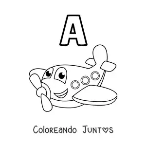 Imagen para colorear de la letra a de avión