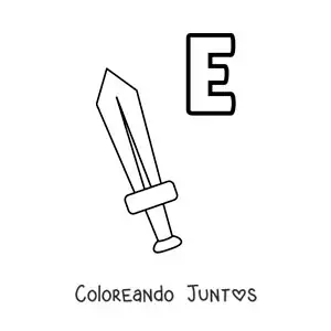 Imagen para colorear de la letra e de espada