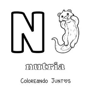 Imagen para colorear de la letra n de nutria