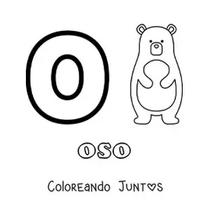 Imagen para colorear de la letra o de oso