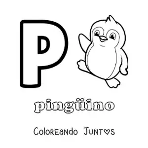 Imagen para colorear de la letra p de pingüino