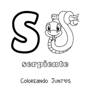 Imagen para colorear de la letra s de serpiente