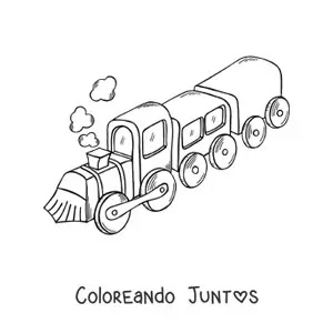 Imagen para colorear de un tren a vapor visto desde arriba