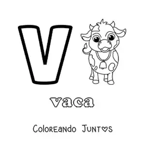 Imagen para colorear de la letra v de vaca