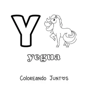 Imagen para colorear de la letra y de yegua