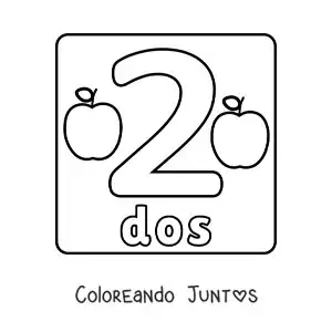 Imagen para colorear de ficha del número 2 grande para niños