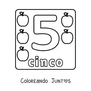 Imagen para colorear de ficha del número 5 grande para niños