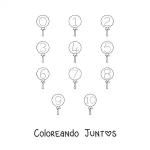 Imagen para colorear de actividad para trazar los números del 1 al 10 con dulces