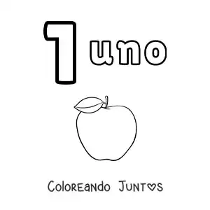 Imagen para colorear de ficha del número 1 para aprender a contar con dibujos divertidos