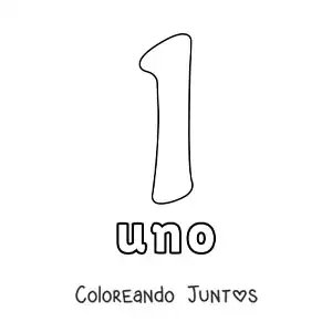 Imagen para colorear de ficha del 1 para aprender los números naturales
