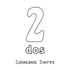 Imagen para colorear de ficha del 2 para aprender los números naturales