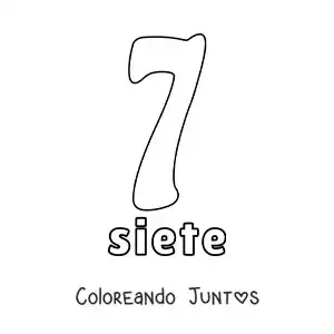 Imagen para colorear de ficha del 7 para aprender los números naturales