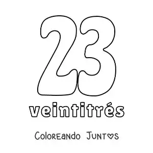 Imagen para colorear de ficha del 23 para aprender los números naturales