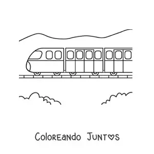 Imagen para colorear de un tren bala sobre rieles