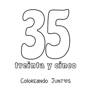 Imagen para colorear de ficha del 35 para aprender los números naturales