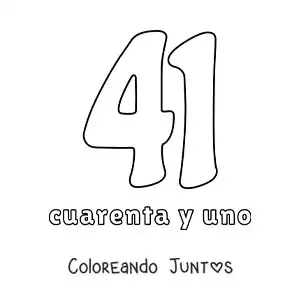 Imagen para colorear de ficha del 41 para aprender los números naturales