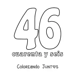 Imagen para colorear de ficha del 46 para aprender los números naturales