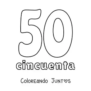 Imagen para colorear de ficha del 50 para aprender los números naturales