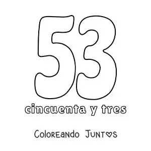 Imagen para colorear de ficha del 53 para aprender los números naturales