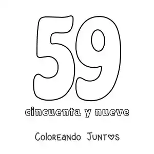 Imagen para colorear de ficha del 59 para aprender los números naturales
