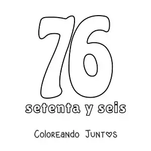 Imagen para colorear de ficha del 76 para aprender los números naturales
