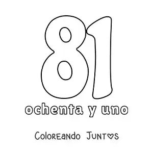Imagen para colorear de ficha del 81 para aprender los números naturales