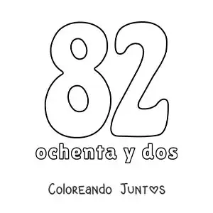 Imagen para colorear de ficha del 82 para aprender los números naturales