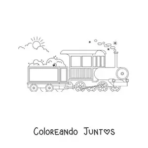 Imagen para colorear de un tren de carga