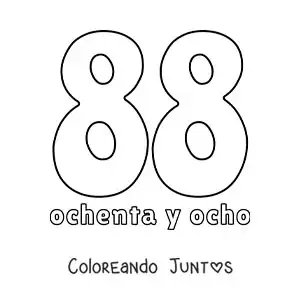 Imagen para colorear de ficha del 88 para aprender los números naturales