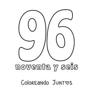 Imagen para colorear de ficha del 96 para aprender los números naturales