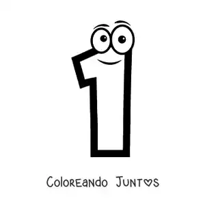 Imagen para colorear del número 1 animado para niños