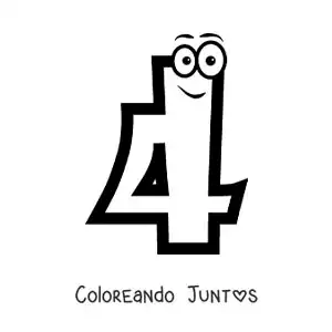 Número 4 animado para niños