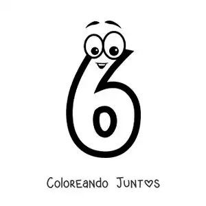 Número 6 animado para niños
