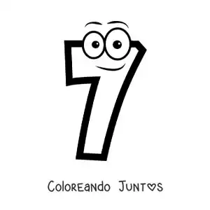 Imagen para colorear del número 7 animado para niños