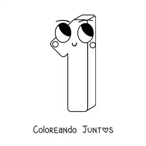 Imagen para colorear del número 1 animado infantil
