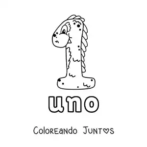 Número 1 con forma de monstruo animado de Halloween