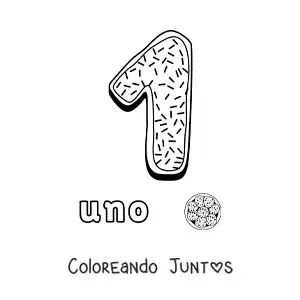 Número 1 animado con forma de galleta y objetos para contar