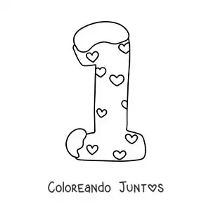 Imagen para colorear del número 1 decorado para niños
